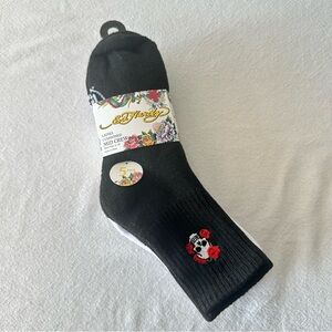 Ed Hardy Women’s Socks 5-pack Cushioned Crew Black Grey White Comfort Fit New